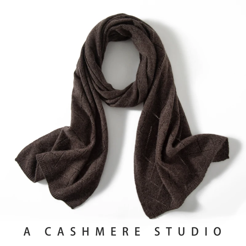 Winter New 100% Cashmere Scarf Fashion Solid Color Women Outdoor Keep Warm Soft Scarf Cashmere Knitted Jacquard Long Scarves