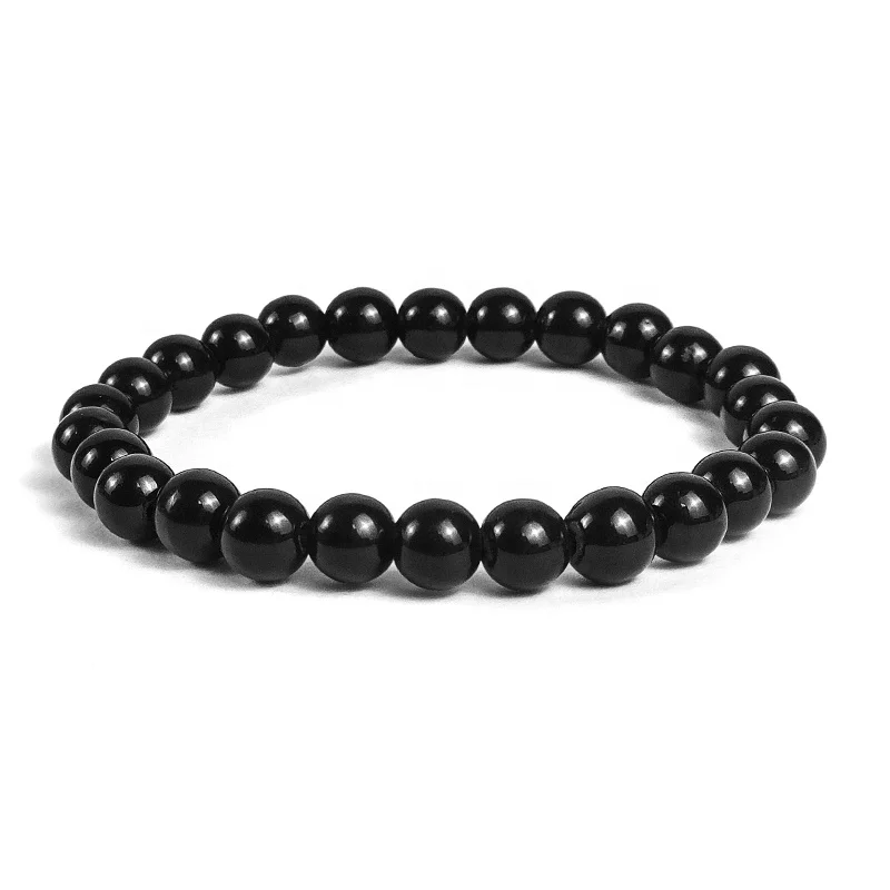 

Custom CAMAZ Logo Size Bio Magnetic Bracelet Health Black Beads Fenfshui Bracelet For Women Men