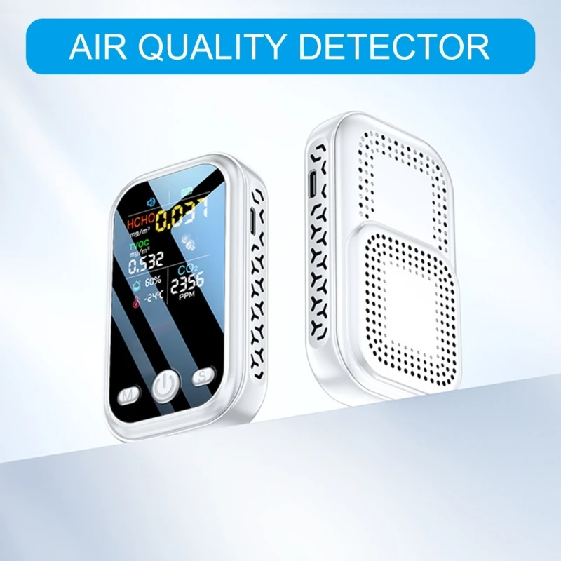 Carbon Dioxide Detector Portable Mini Air Quality Monitor with Lanyard Smoke Alarm CO2 Gas Meter Temperature Humidity Sensor