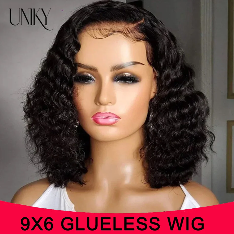 

Deep Wave 180% Density Wear And Go Glueless Human Hair Wig Bob 9x6 Lace Frontal Brazilian Virgin Human Hair Wigs For Black Woman