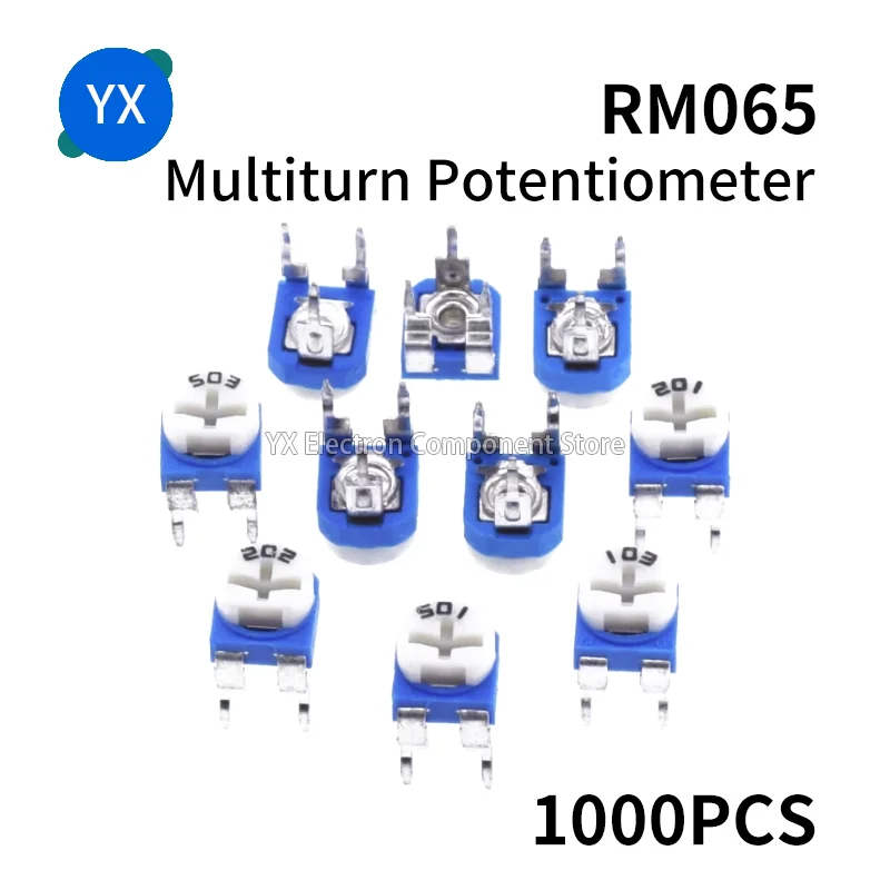 

1000PCS RM065 Multiturn Potentiometer 103 102 104 203 100R 200 500 1K 2K 3K 5K 10K 20K 50K 100K 200K 500K 1M Adjustable Resistor