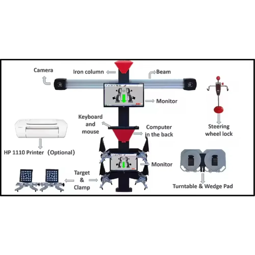 Dual Screen 3D Wheel Instrument Automotive Wheel Repair Vehicle Machine Advanced Parking Space Equipment