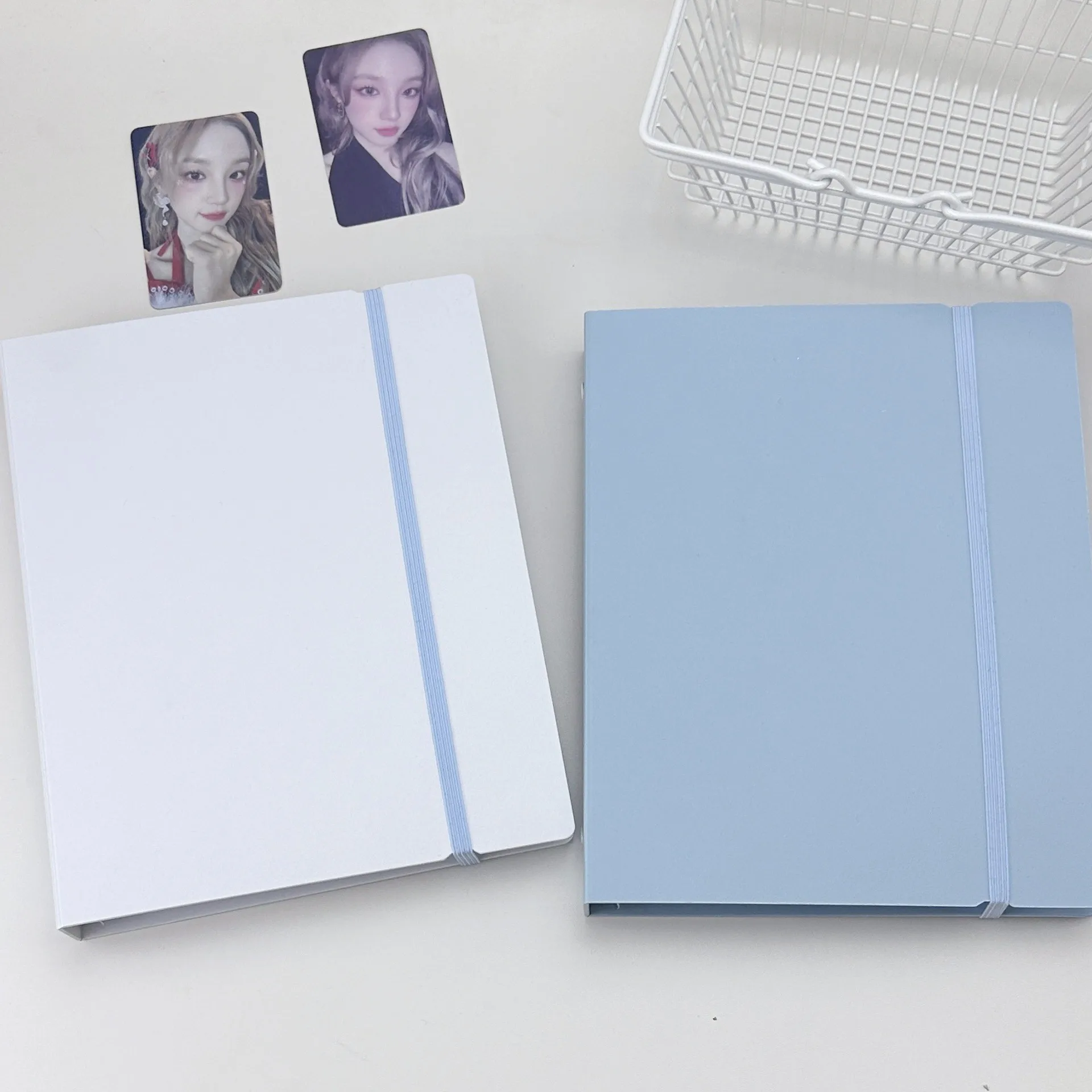 Ins Solid Color A5 Binder 4Grid Photocard Collect Book with Elastic Band 3inch Photo Album Idol Photos Holder Korean Girl Gift