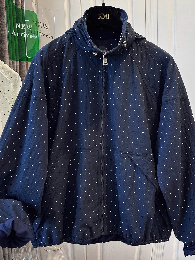 

Новая летняя женская свободная легкая дышащая уличная солнцезащитная одежда в горошек, верхняя одежда трапециевидной формы с высокой талией