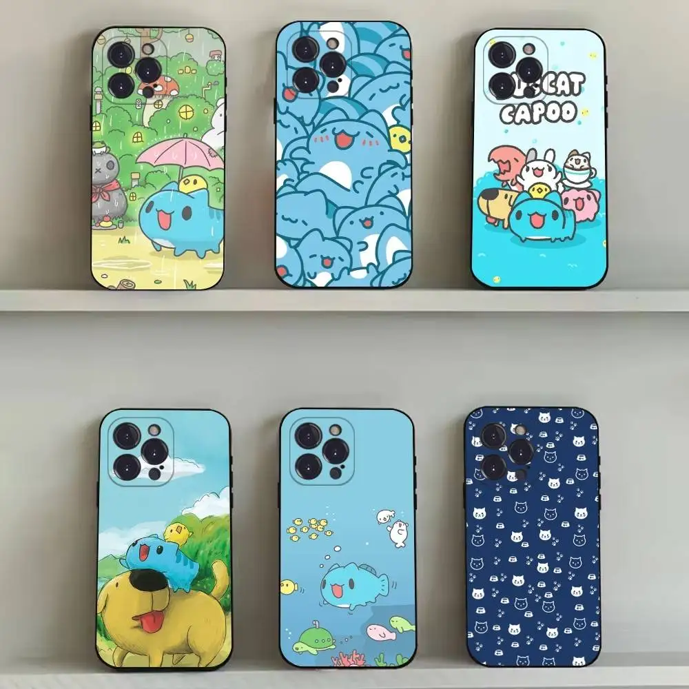 

Cute B-Bugcat Capoo Phone Case For iPhone 16,15,14,13,12,11,Pro,Max,Plus,X,XS,SE4,E,Mini,Soft Black Case