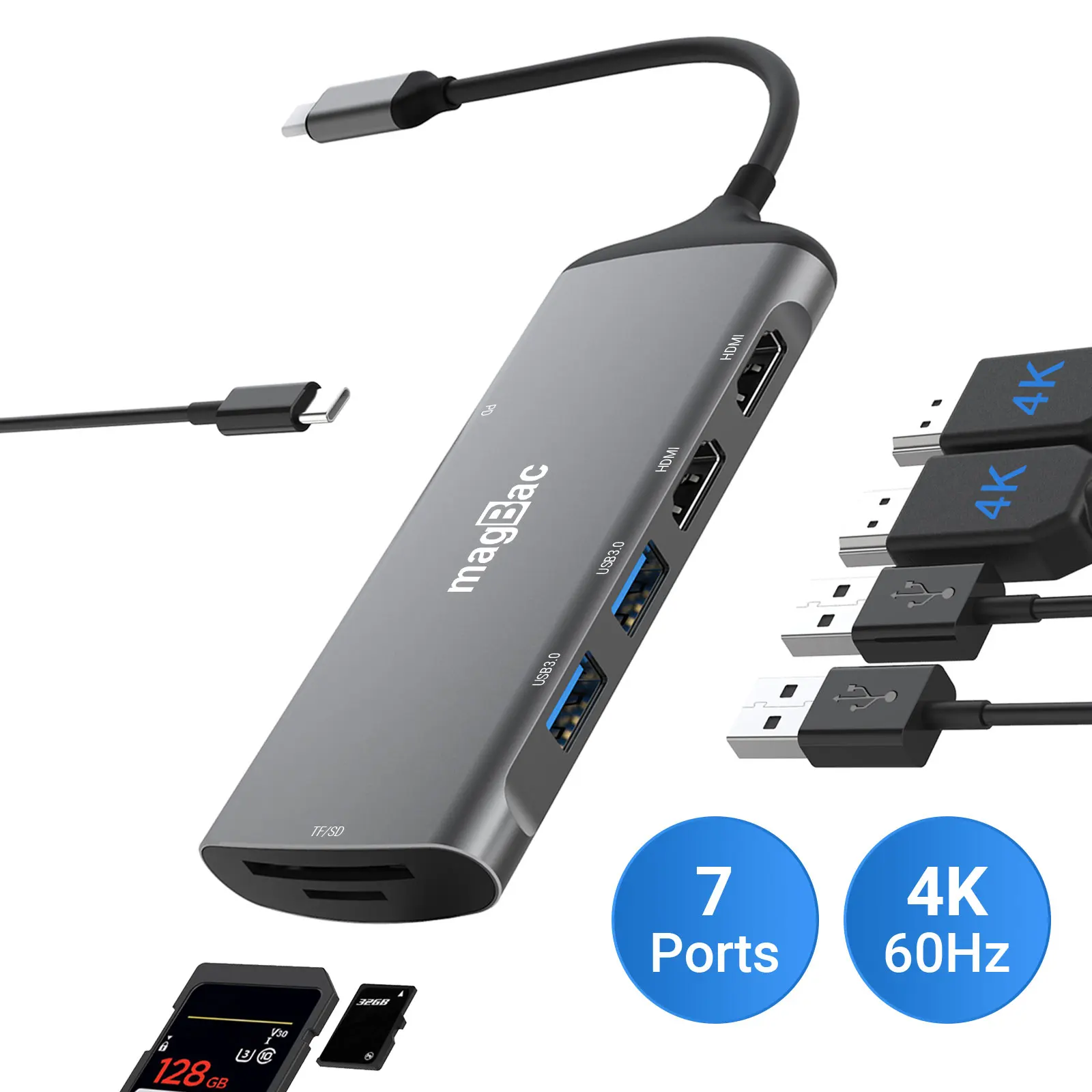 USB C Hub Docking Station Dual HDMI 4K 60HZ SD TF PD 100W Laptop Type C Dock for Thunderbolt 4/3 Macbook Lenovo Thinkpad Dell HP