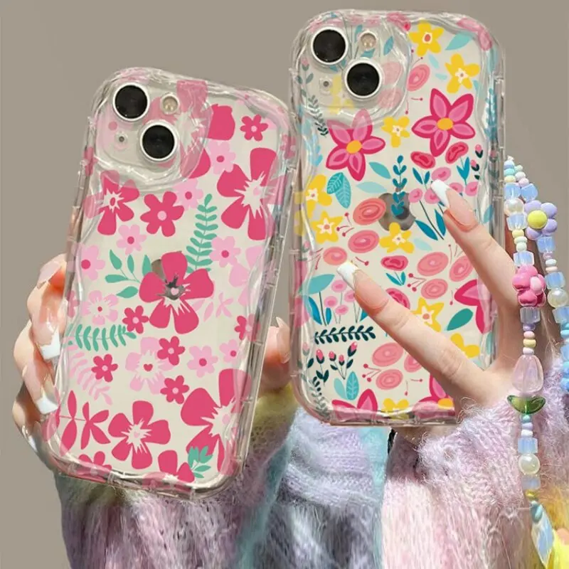 Flowe Case for Realme C53 C55 C67 C63 C65 C35 C33 C21Y C25Y C51 8 5G 10 13 11 12 Pro Plus GT 6 Note 60 Floral Phone Chian Cover