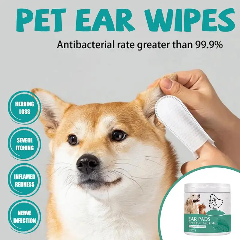 100pcs Per Pack Dog Toothbrush Kit Non-Woven Fabric Dots Surface for Easy Teeth Cleaning Dental Care Wipes for Cats Dogs