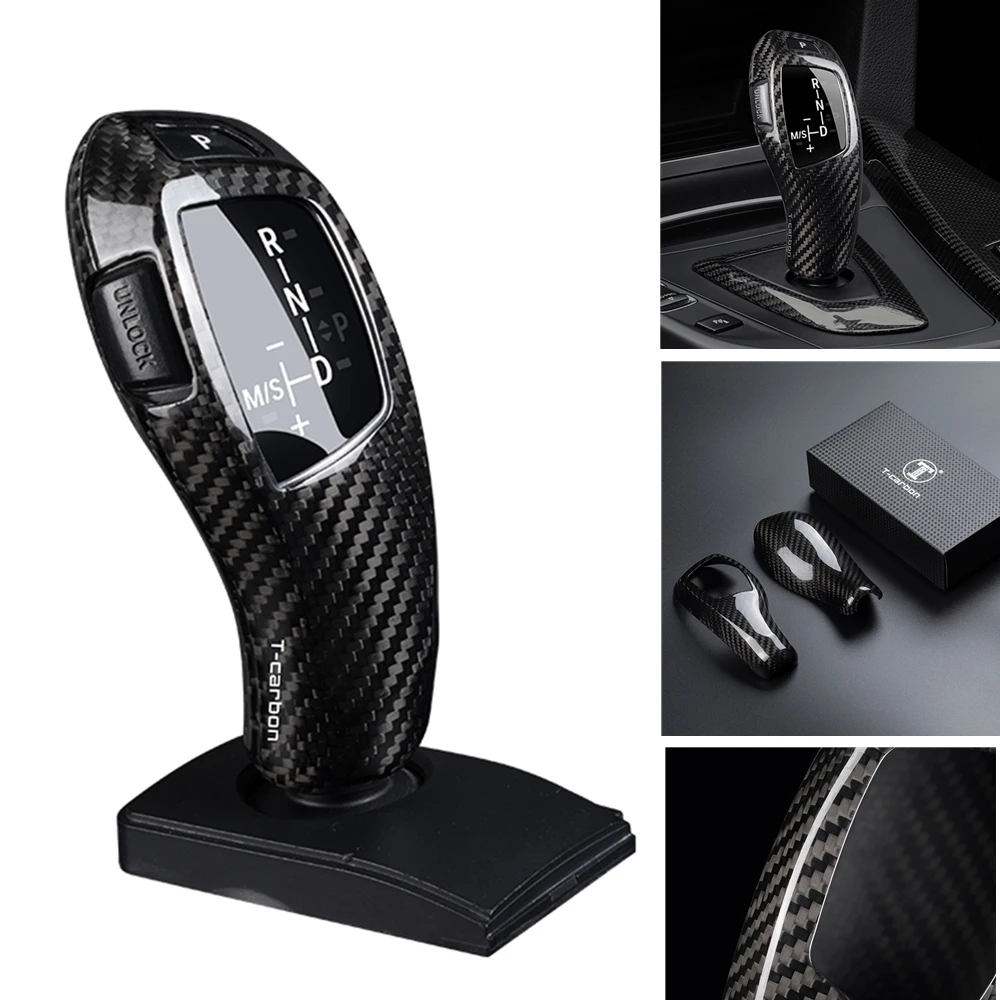 

For BMW F20 F22 F30 F32 F10 F12 F01 X5 2009+ Real Carbon Fiber Gear Shift Head Lever Knob Cover Trim Black Case Cap Shell