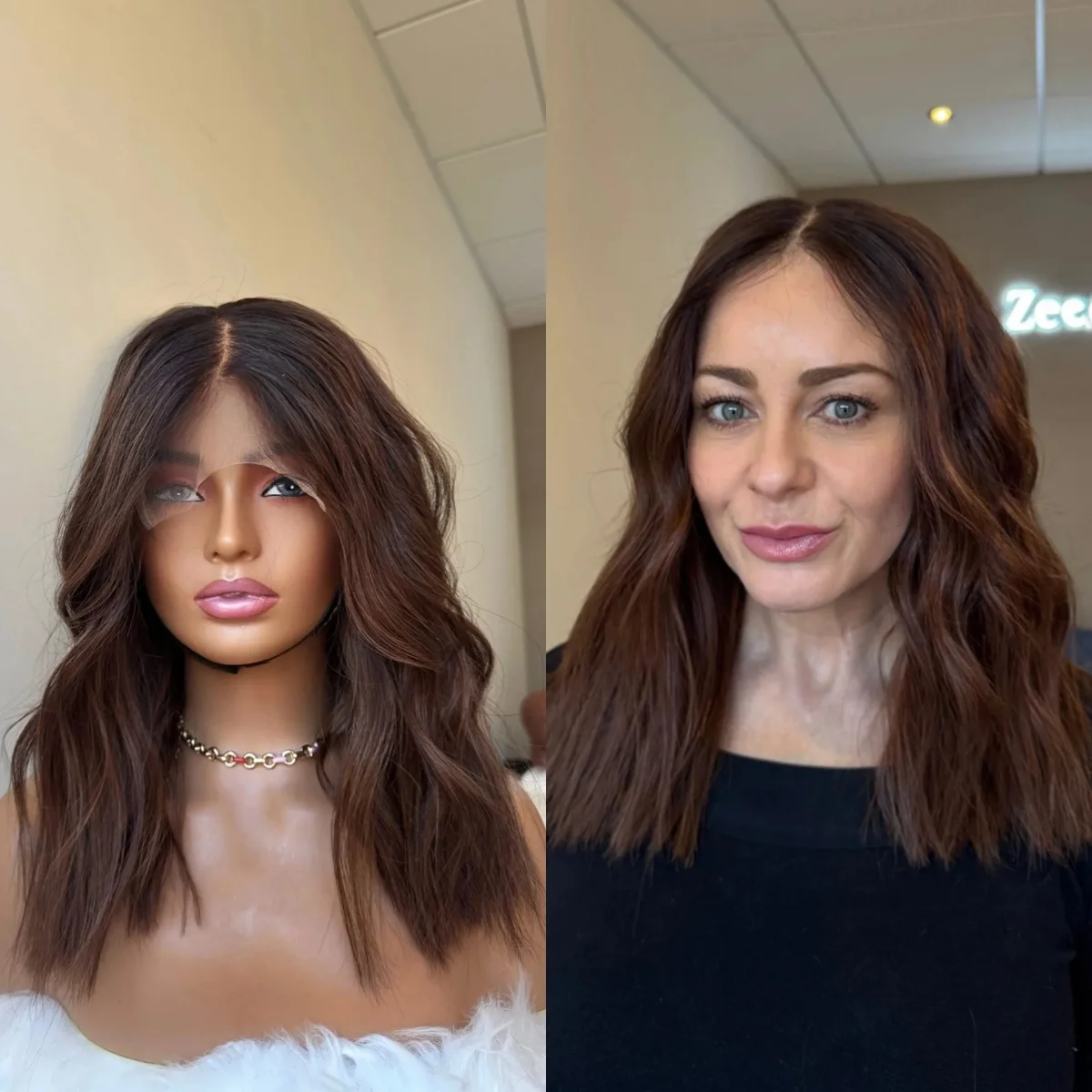 

Синтетический парик омбре шоколадно-коричневого цвета с кружевной передней частью для женщин, средняя длина, с центральным пробором, плотность 180%, для женщин среднего возраста