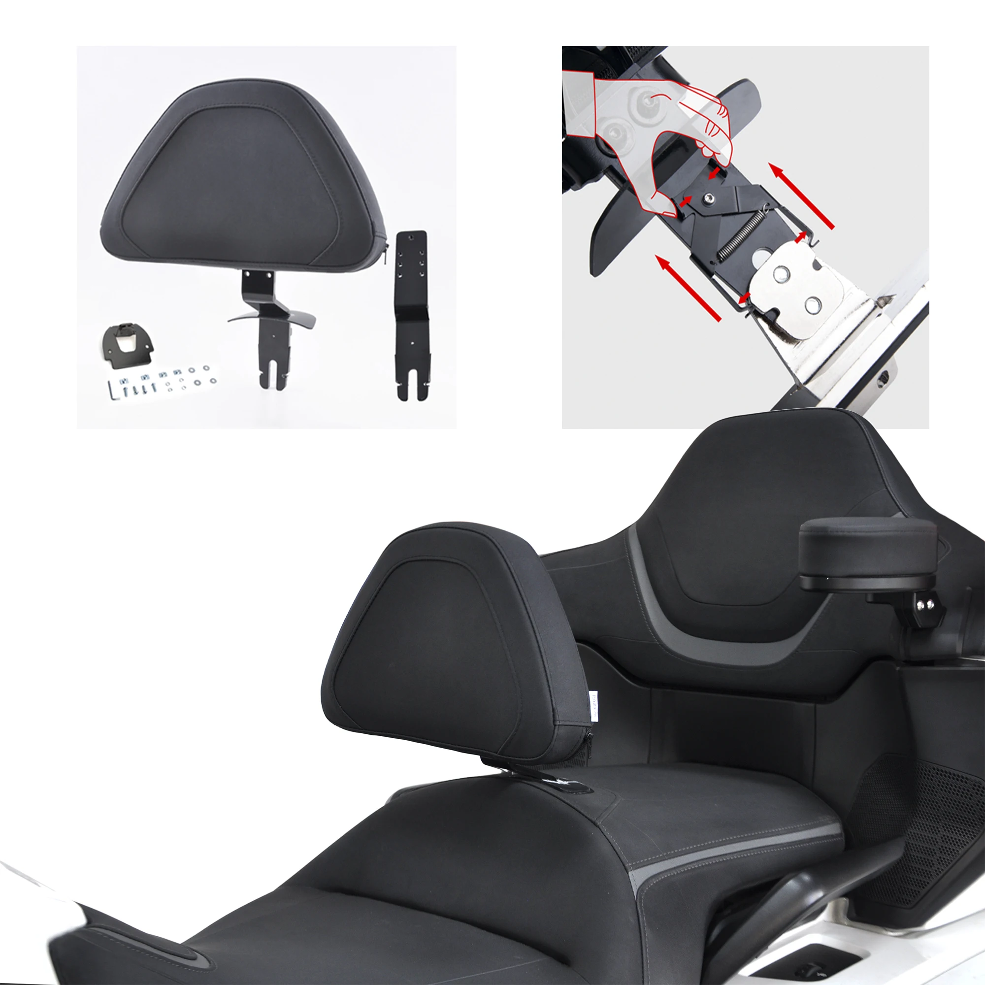 

For Honda Gold Wing GL1800 F6B 2018-2025 Panical Adjustable Front Rear Rider Quick Release Driver Backrest Sissy Bar Pad