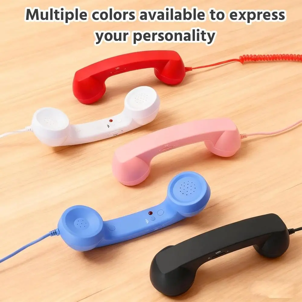 Phone Handset New with Microphone Type-C Telephone Style Landline Handle Receiver Tangle Free Wire Handheld Cell Phone Receiver