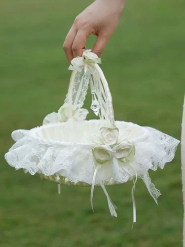 Imagen 2 del producto Cestas de flores de boda de gran tamaño para niña, colgante de cristal de hadas, confeti de pétalos, suministros para fiesta de dulces, cesta de frutas, decoración del hogar