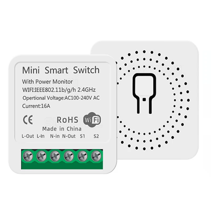 16A Wifi Mini Smart Switch Wireless Light Switches 2 Way DIY Control Smart Home for Tuya Smart Life Ewelink Alexa Alice Homekit