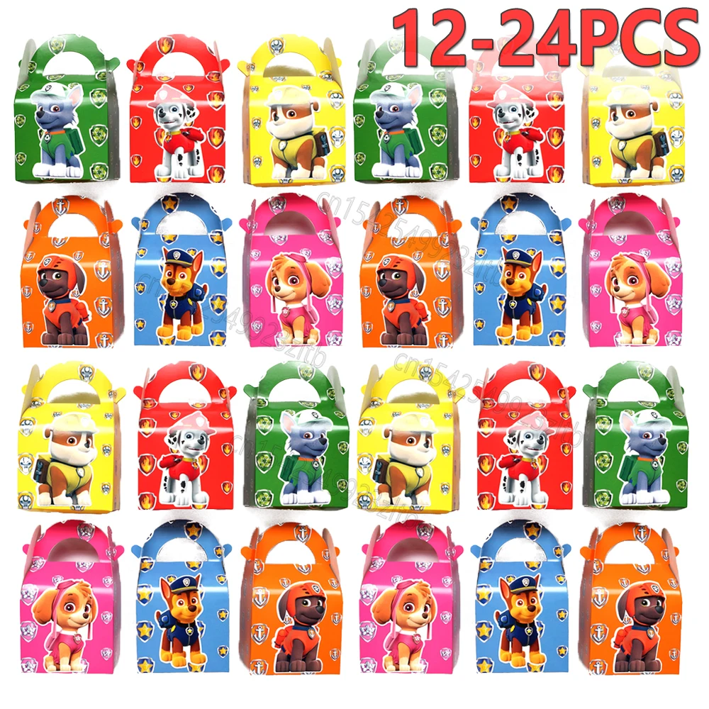 1 Set Paw Patrol Party Candy Box Decoration Supplies Cartoon Chase Skye Disposable Paper Box for Boys Children Birthday Gifts