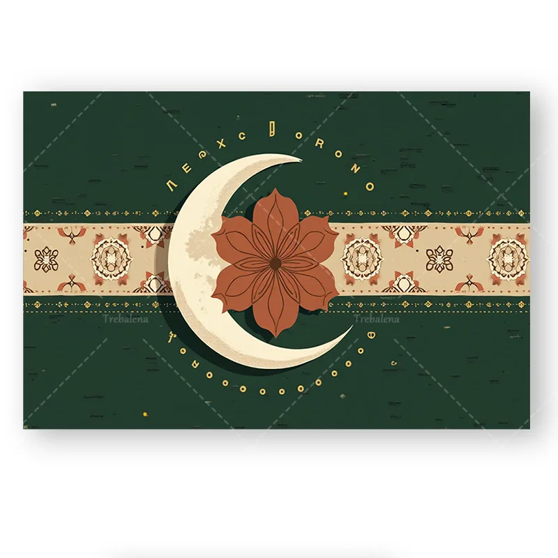 قطعة واحدة من نسيج الحائط بوهو شيك على شكل هلال وقمر ولوتس لديكور الغرفة البوهيمية