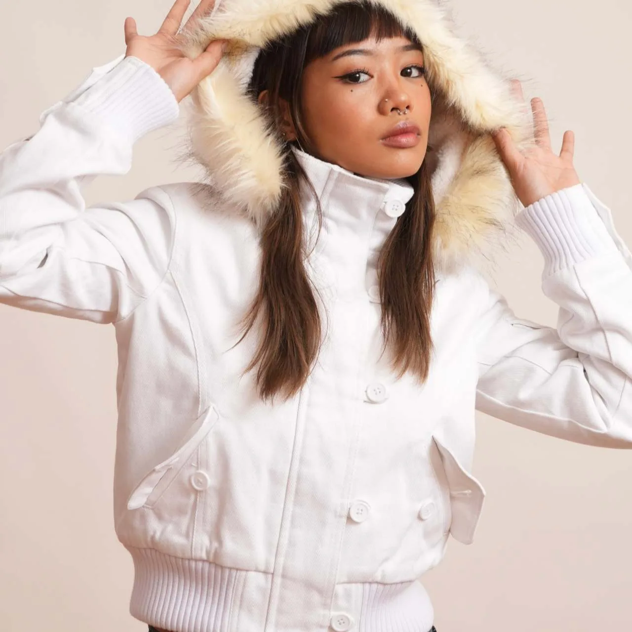 Gothic Fashion American Vintage Y2K Pelzgefütterte warme Jacke Damen Braun Reißverschluss Kapuzenmantel Herbst und Winter Warme Freizeitmäntel