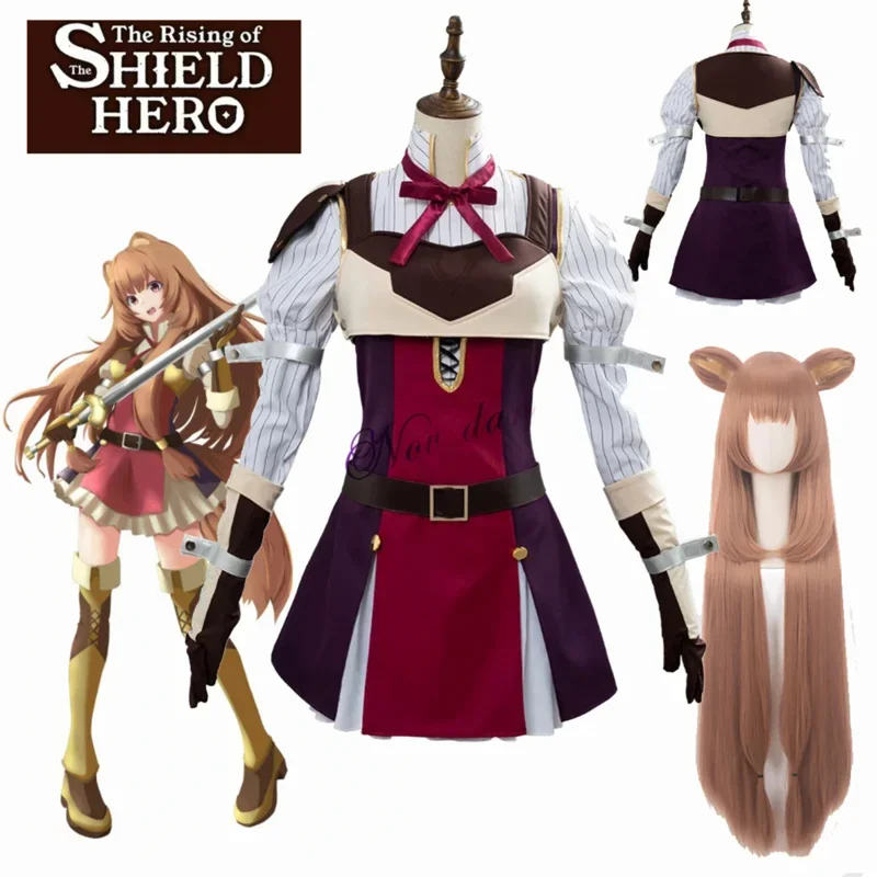 Tate no Yuusha no Nariagari Raphtalia Cosplay Costume Suit Wig With Ears The Rising of the Shield Hero Raphtalia Costume Dress