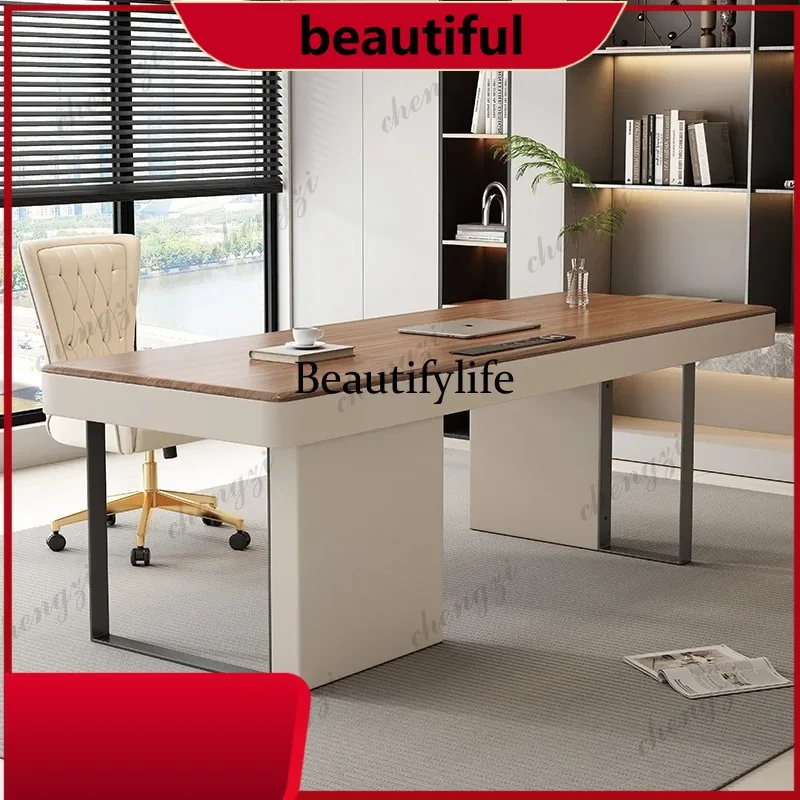 Z138    Solid Wooden Modern Office Desk Minimalist Bookstore Accent Office Desk Vintage Boss Luxury Home Furniture Escritorio