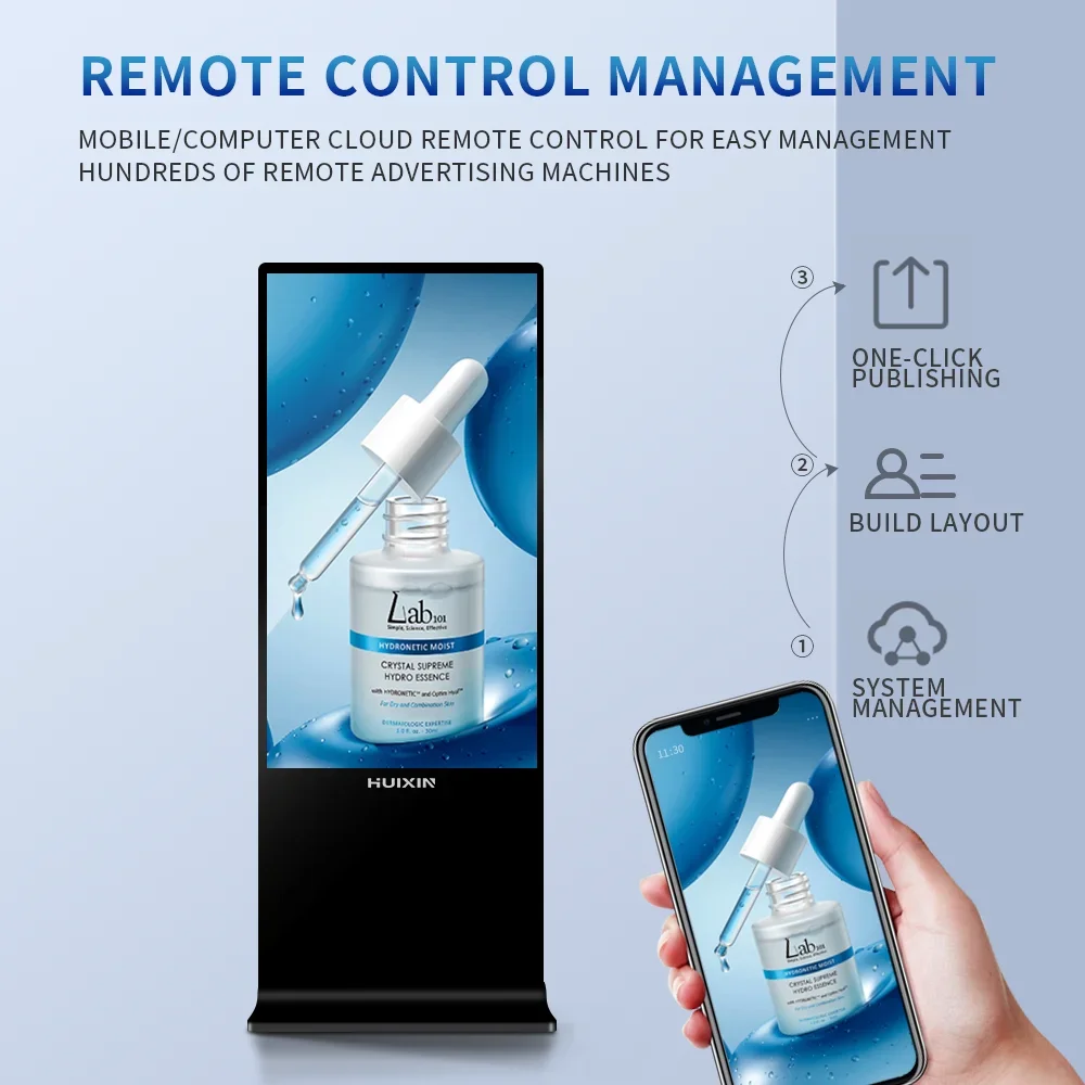 

2026 50\" Indoor Floor Standing LCD Screen Wireless Remote Control Advertising Player Digital Signage Animation For Businesses