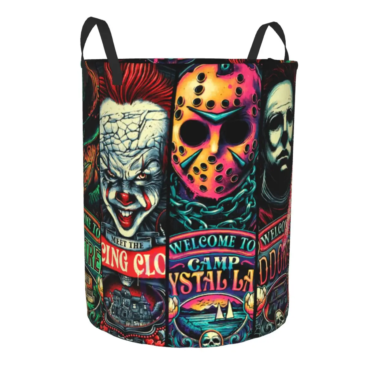 Custom Welcome To Horror Movies Laundry Basket Collapsible Toy Clothes Hamper Storage Bin for Kids Nursery