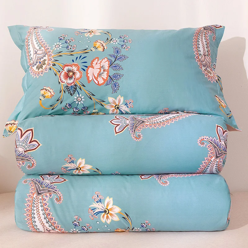 Pima Cotton Paisley William Morris Style Thermal Duvet Cover Set Full Queen Size