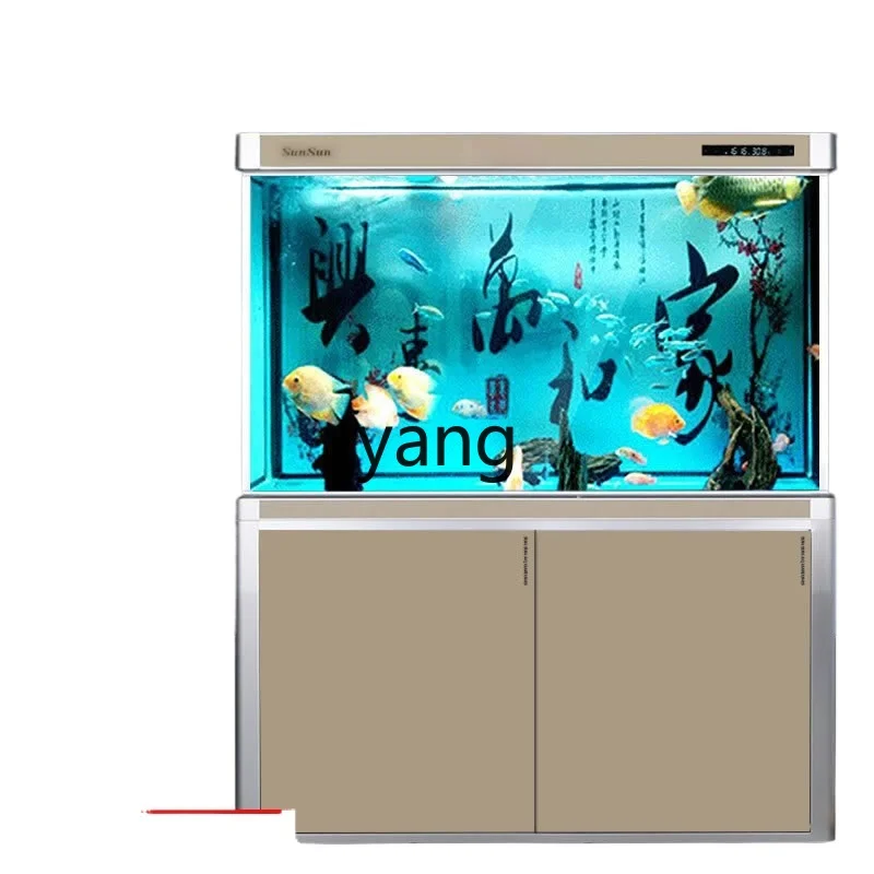 

L'm'm Change Water Living Room Glass Aquarium Lucky Small Household Bottom Filter Fish Tank