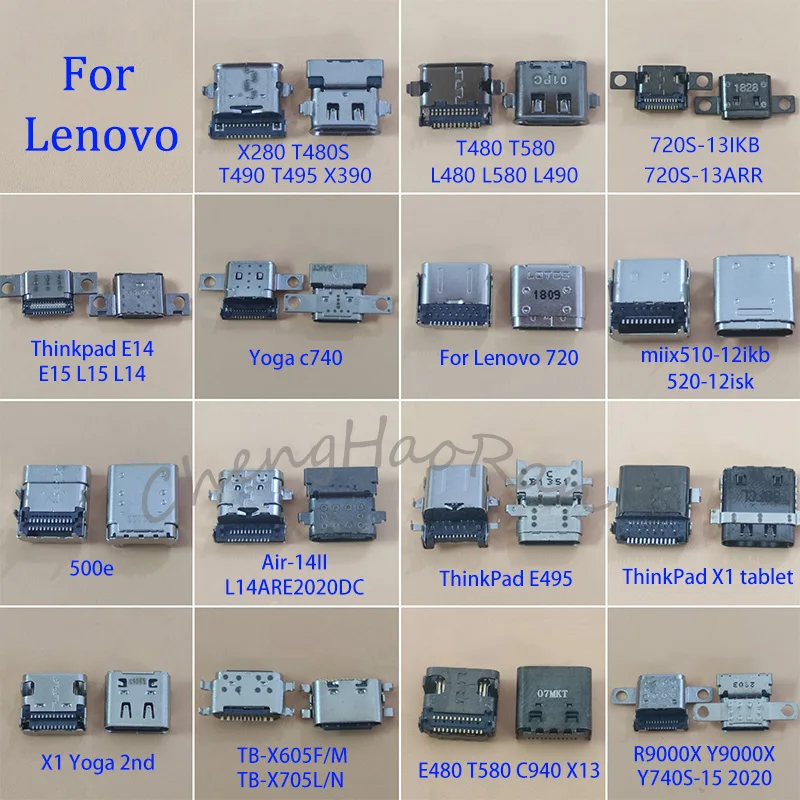 2 uds cargador USB puerto de carga conector tipo C para Lenovo ThinkPad T480 T580 L480 L580 L490 720S X280 E480 C940 X13