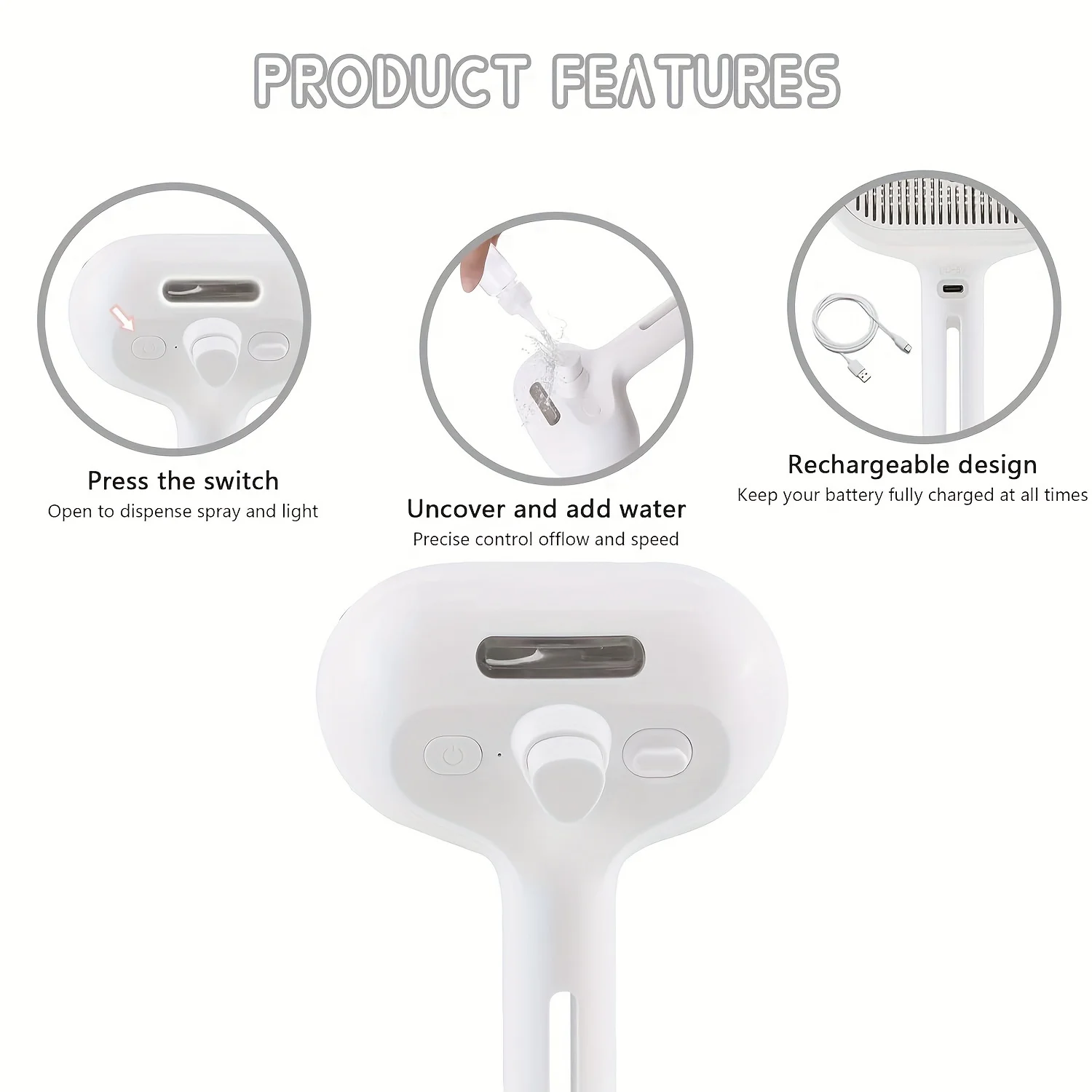 New Pet Spray Cat Comb Dog Hair Removal Comb USB Rechargeable Hair Pulling Knot Comb Pet Grooming Cleaning Tools