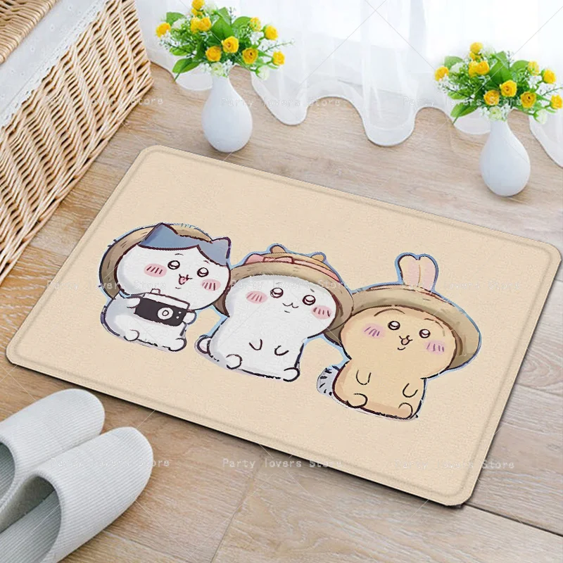 Anime Chiikawas Flannel Carpets Anime Anti-slip Floor Mats Cartoon Living Room Bathroom Rectangle Doormats Home Decor Women Gift - view 6