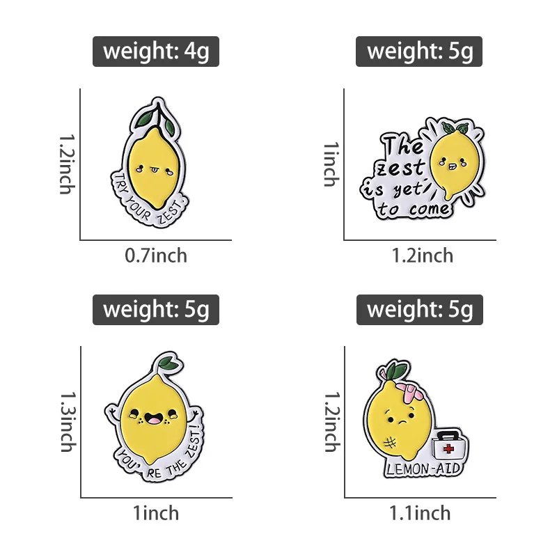 دبابيس الليمون الجميلة للنساء للجنسين المينا الأصفر الليمون الفواكه التلبيب دبوس ظهره الملابس شارات المجوهرات الكرتون #3