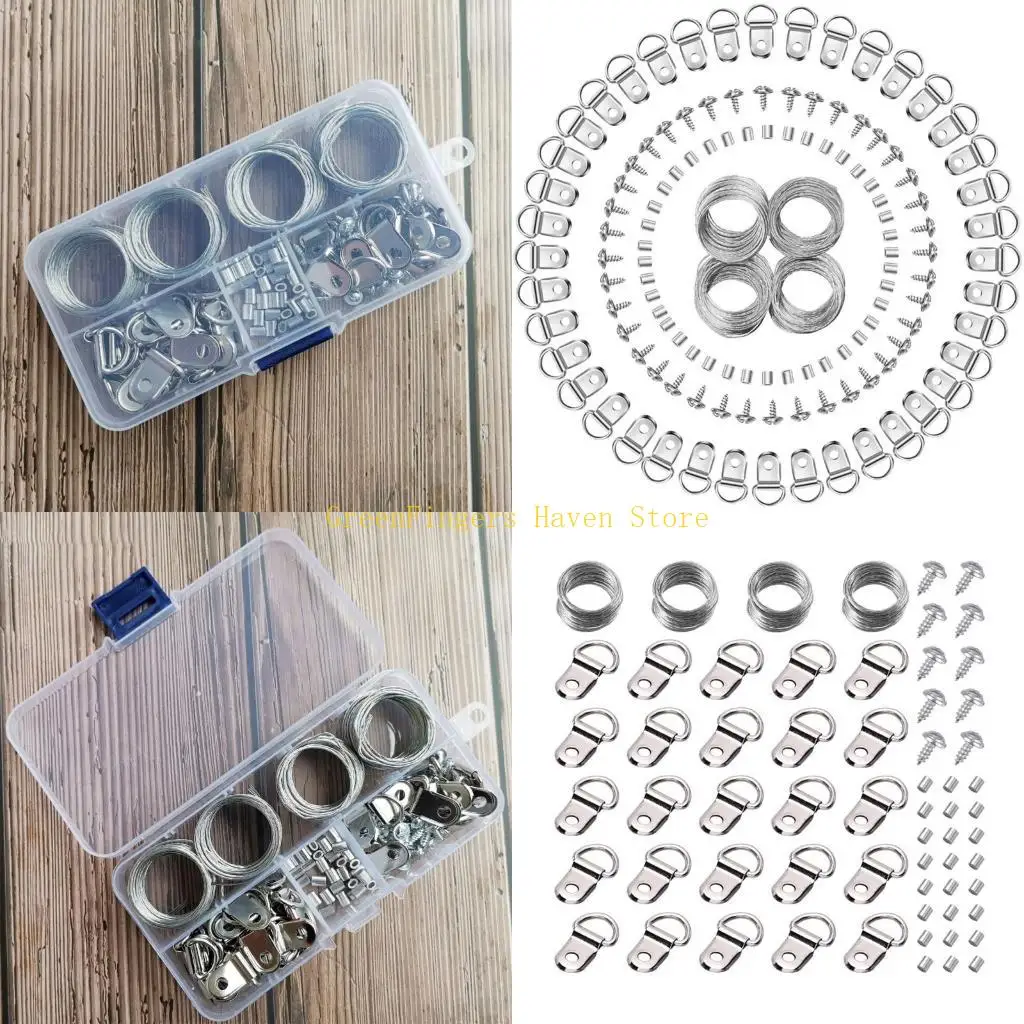 

F68D 124PCS/SET прочный проволочный веревка установлена ​​металлическая проволочная веревка для висящих работ