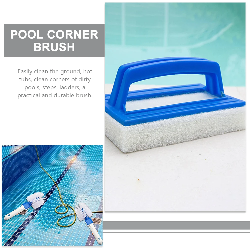 

2Pcs Pool Cleaning Brush Swimming Tools Handheld Scrubbers + Sponge Scrubbers, Tile Scrubber with Handle Head Bathtub Supplies