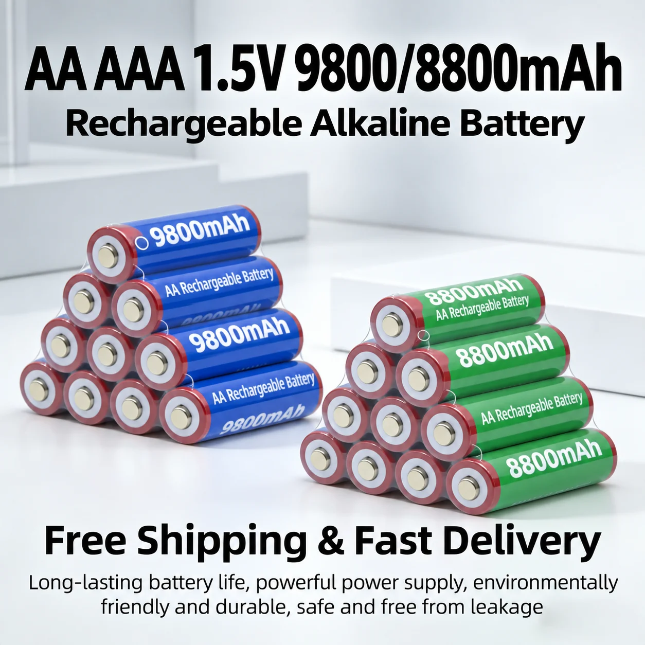 1.5V AA AAA Rechargeable Alkaline Battery 9800mAh 8800mAh High Capacity Batteries for Remote Control Toy Mouse Keyboard