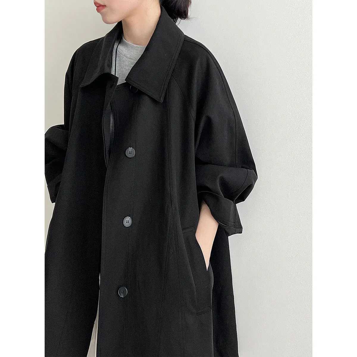 SuperAen Koreanischen Stil Lose Vintage Casual Polo Kragen Jacke für frauen Herbst Neue Einreiher Trenchcoats