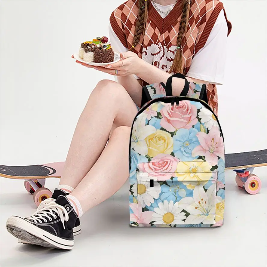 

Aesthetic Pastel Flower Backpack for Women Vintage Floral Print School Bag Casual Travel Laptop Backpack for Girls