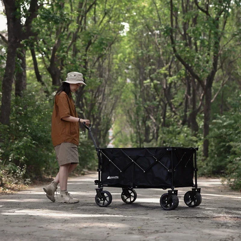 ร้อนขายรถเข็นชายหาดแบบพกพาตั้งแคมป์พับ4ล้อกลางแจ้งพับดึงตั้งแคมป์