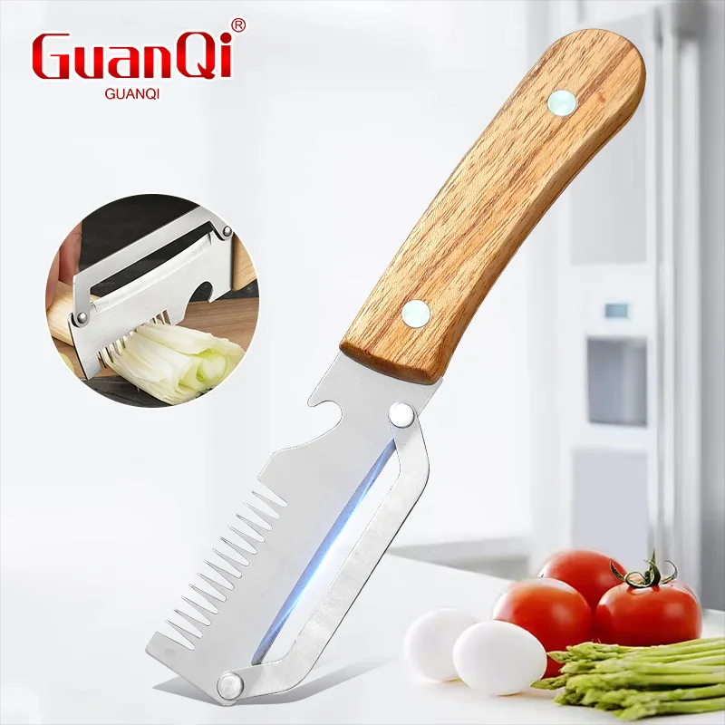 Pelador multifuncional de acero inoxidable con mango de madera, pelador de verduras, pelador de patatas, rallador de zanahorias, herramientas para frutas, accesorios de cocina