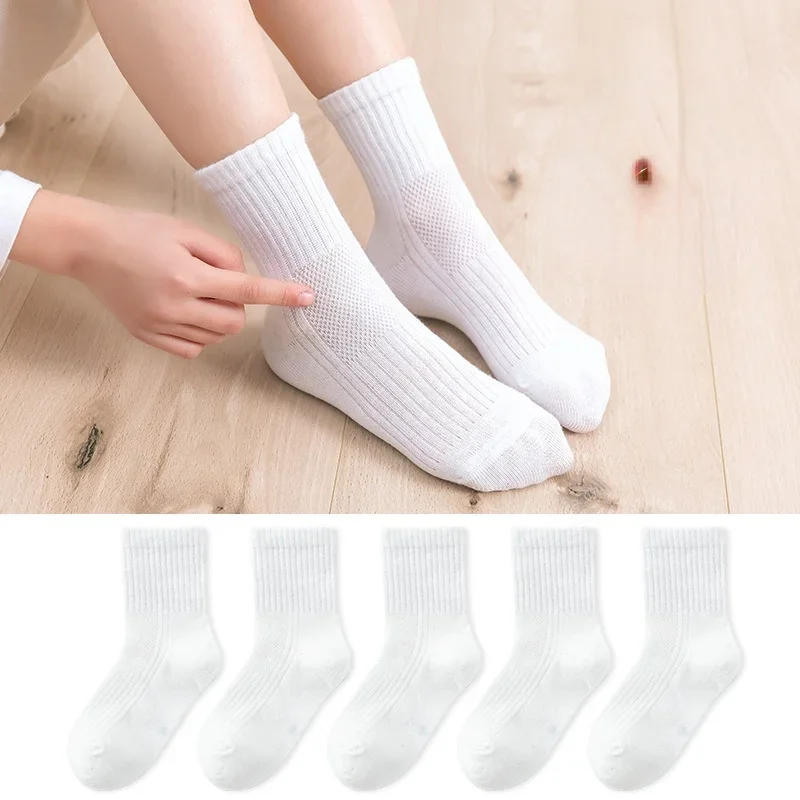 5 Pairs/ Lot kids sock Soft Breathable Cotton School Socks Girls Boys Casual Grey Black White Sports Children\'s Socks