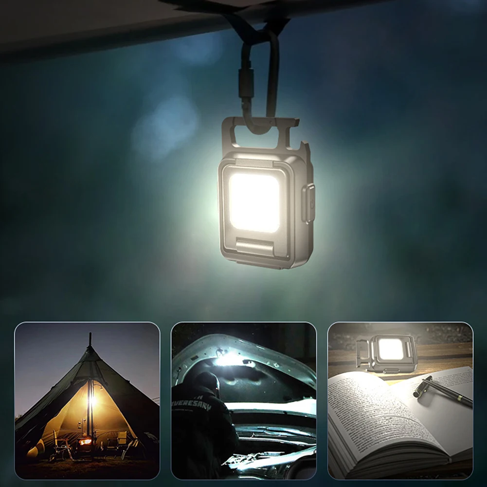 Mini Flashlight Portable USB Rechargeable Flashlight COB Work Light Double-sided Lamp LED Keychains Torch for Outdoor Fishing