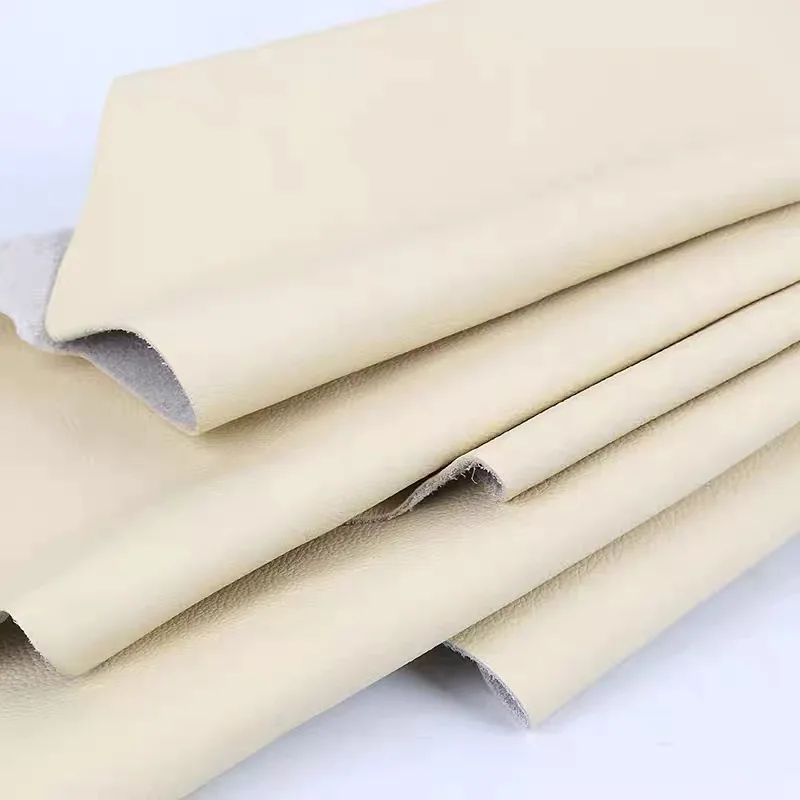 Thin cowhide material, beige, whole genuine leather, bedside sofa, soft bag, car door panel, gear lever cover, fine grain soft c - view 2