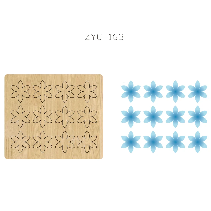 ZYC-163 قوالب القطع الخشبية تصميم الزهور لآلات القطع المصنوعة يدويًا ومشروع الأشكال المناسبة الحجم