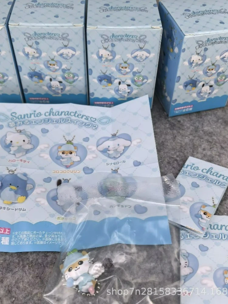 Sanrio – boîte aveugle de personnage, jouets, pendentif en forme d'ange, figurine de dessin animé Hello Kitty cannelle Pochacco, modèle de poupée, cadeaux pour enfants