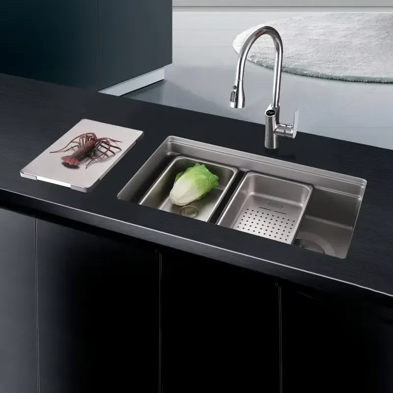 Modern Kitchen Sink SUS304 Stainless Steel Countertop Mount 3-5mm Thickness Large Single Bowl New Design