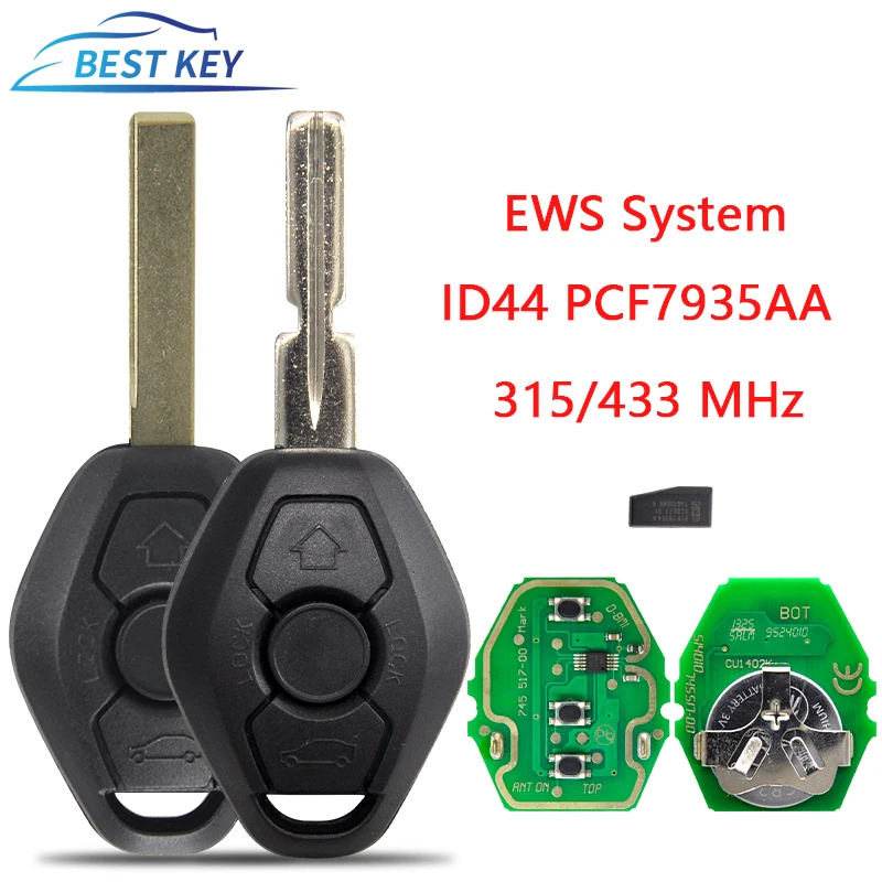 BEST KEY Remote Car Key For BMW EWS 1 3 5 7 Series   Smart Remote Control Blank Ke433 Mhz ID 44 PCF7935  Chip Auto Circuit Board