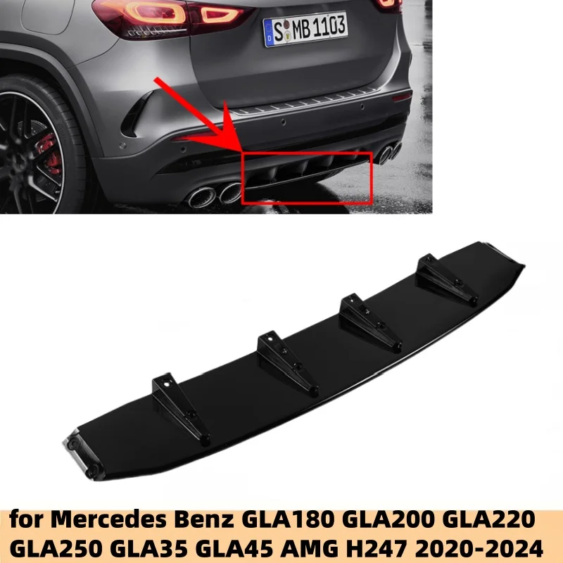 Rear Bumper Lip Lower Diffuser Splitter for Mercedes Benz GLA180 GLA200 GLA220 GLA250 GLA35 GLA45 AMG H247 2020-2024 Car Styling