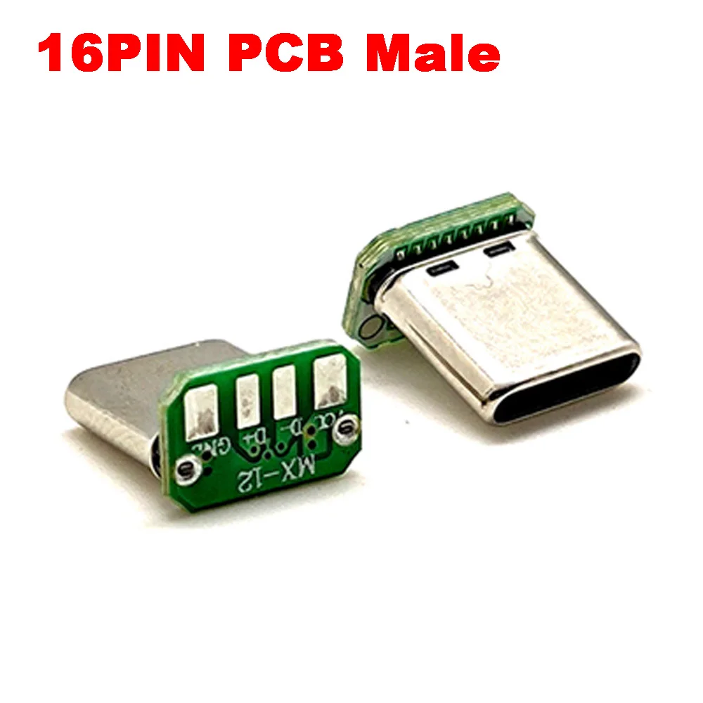 

2-10pcs USB 3.1 type C male vertical patch board 16pin data band PCB USB tape board male head USB C connector