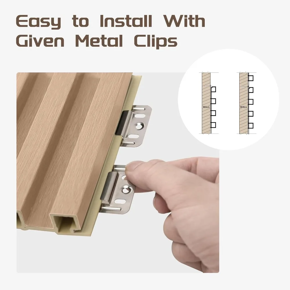 Panneaux muraux à lattes, paquet de 8 lattes en bois à lattes d'accent 95x6 pouces pour murs et plafonds, panneaux acoustiques pour mur intérieur, décoration moderne