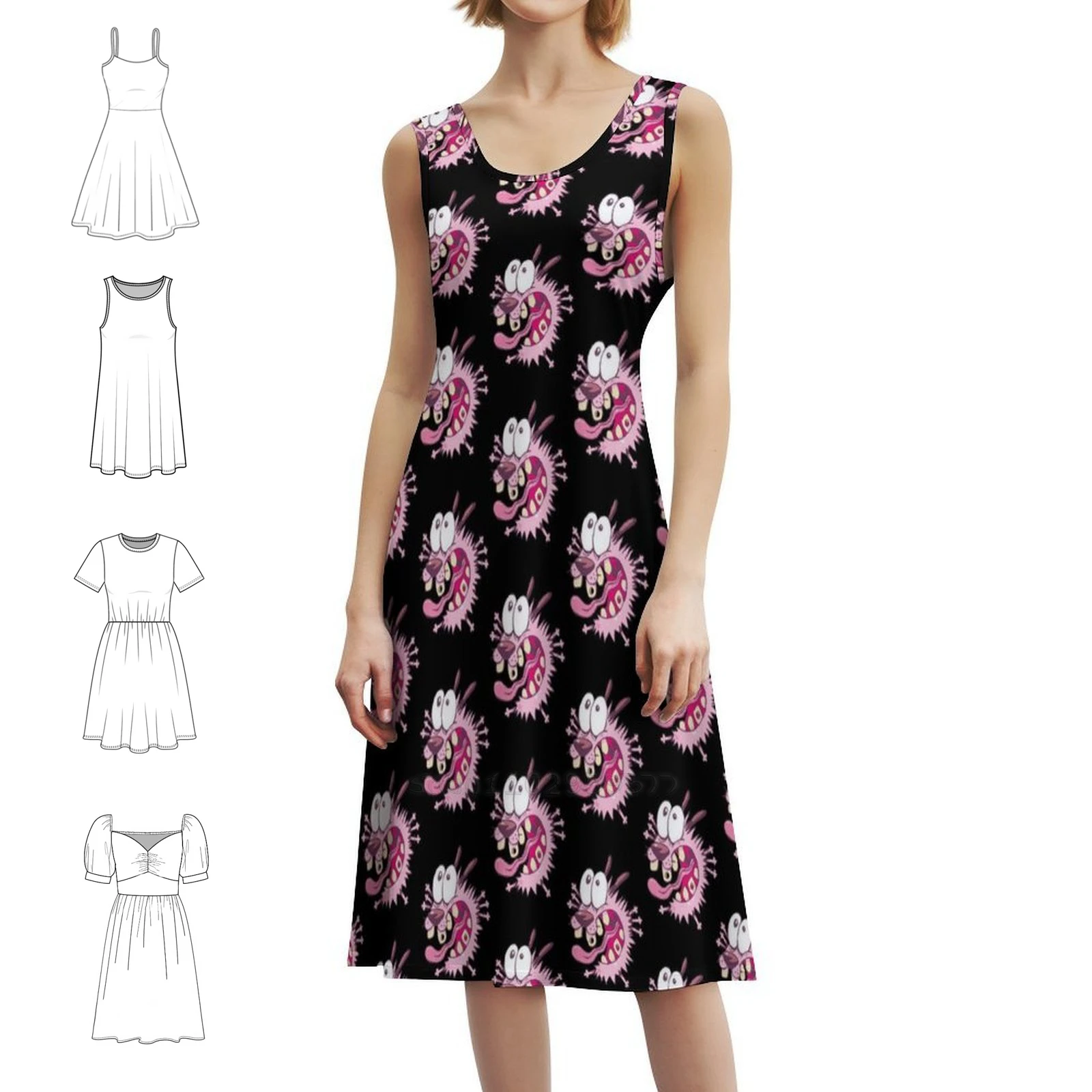 

Scream Boho Chic Dress Elegant Fashion Beach Wedding Party Gown Funny Cowardly Dog 90S Pink Eustace Evening Dress Women