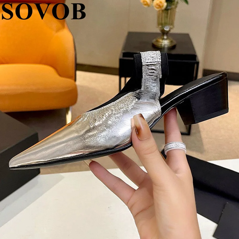 

Spring Summer Patent Leather Back Elastic Band High Heels Women Pleated Design Shallow Mouth Pumps Daily Office Commuting Shoes